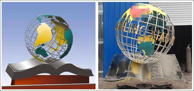 不銹鋼地球，景觀地球雕塑，學校地球儀擺件