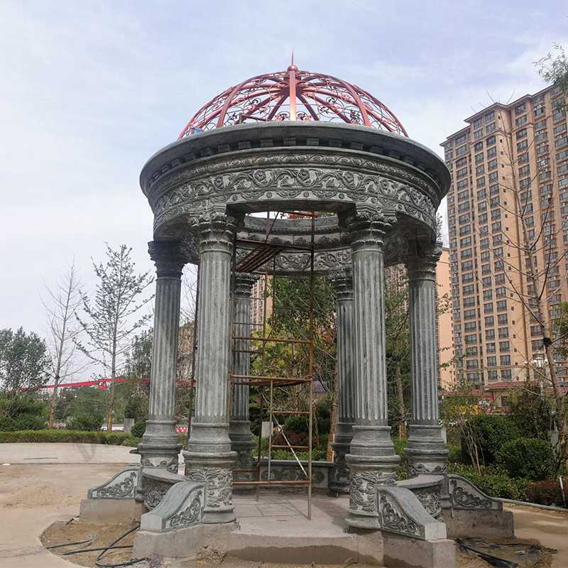 歐式景觀涼亭，小區(qū)花園休息亭子，石雕景觀亭子，綠色景觀涼亭1.jpg